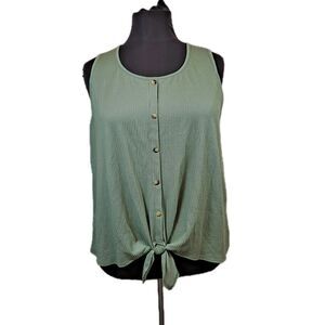 Set The Stage Women's Plus Sleeveless Top Size 3X Green Ribbed